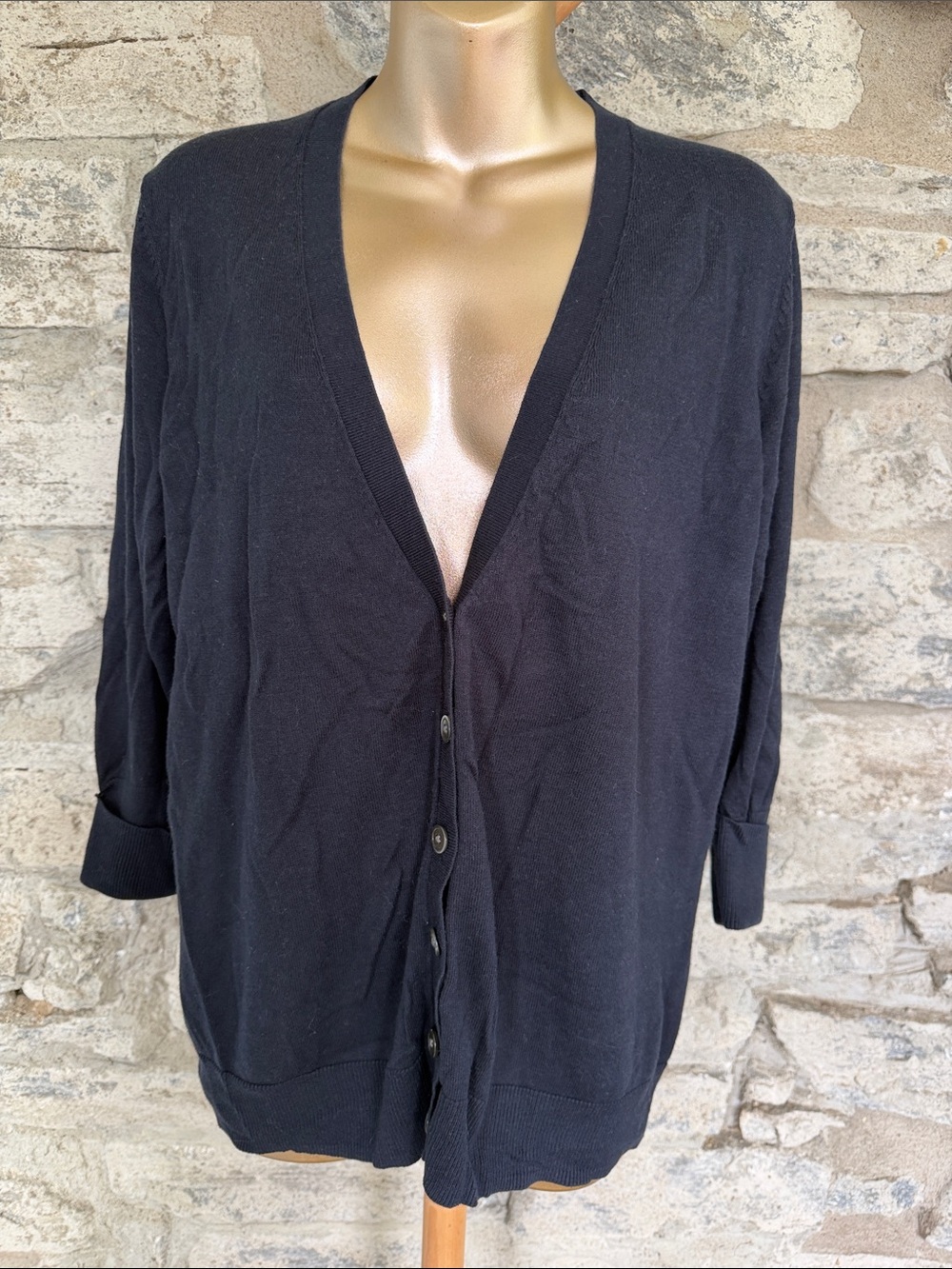 Classic Navy Button-Front Cardigan